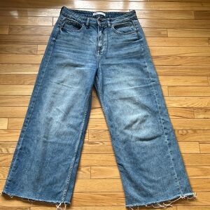 EUV Zara Denim Collection High Waist Wide Leg Raw Hem Jeans Size 8